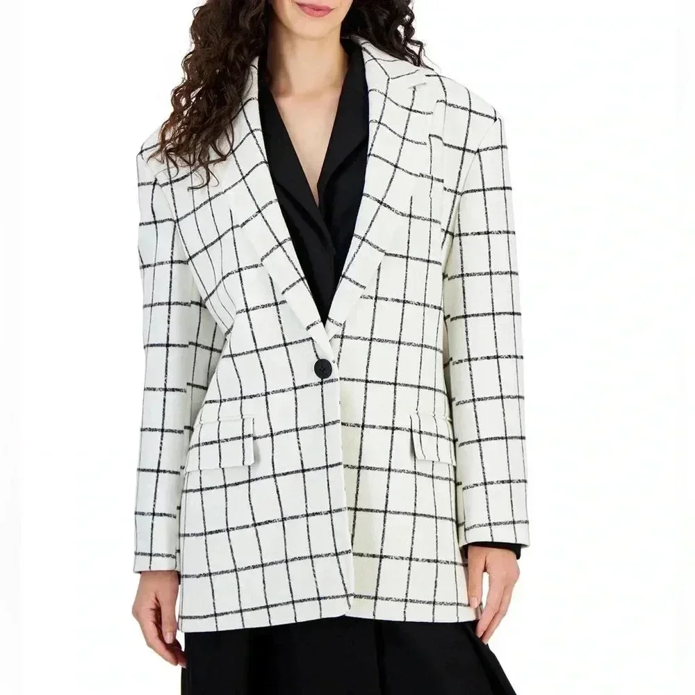 Hugo Boss Windowpane Check Oversized Blazer, size 14 - Picture 8 of 9